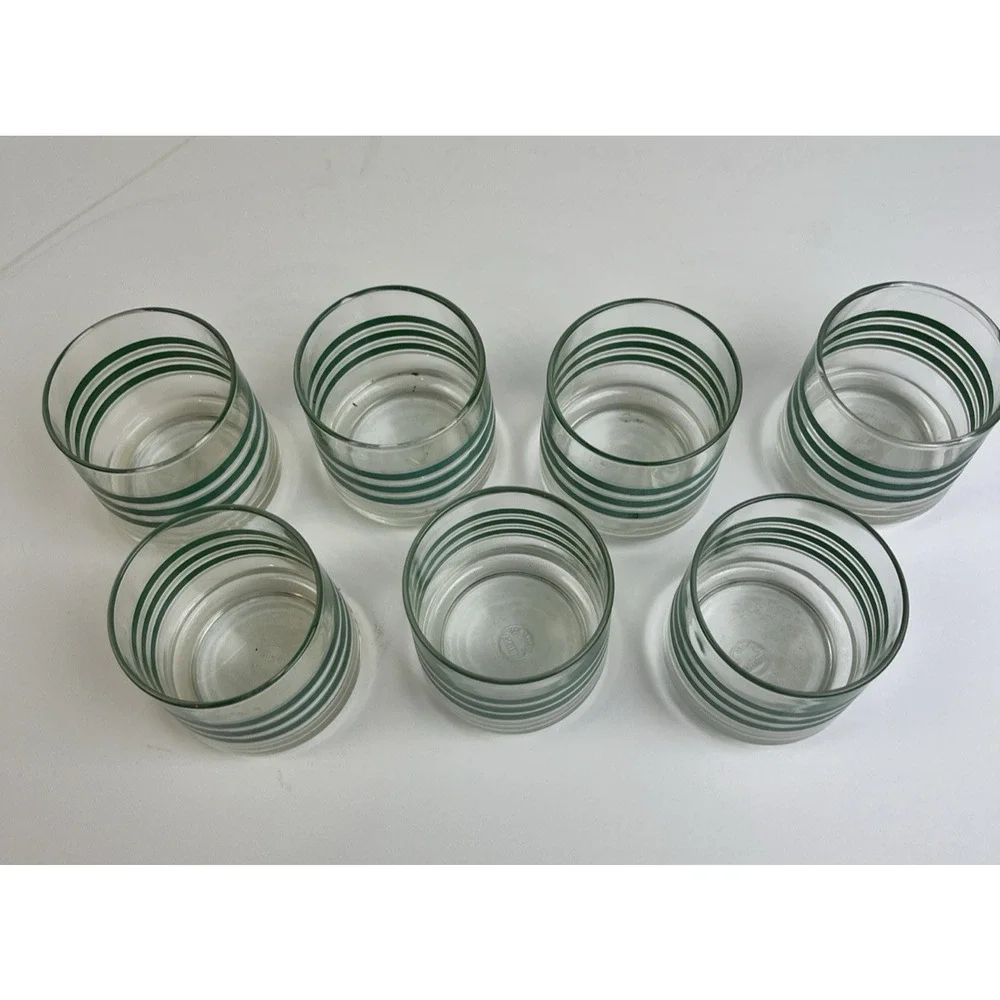 Vintage Green & White Stripe Libbey Glass 3